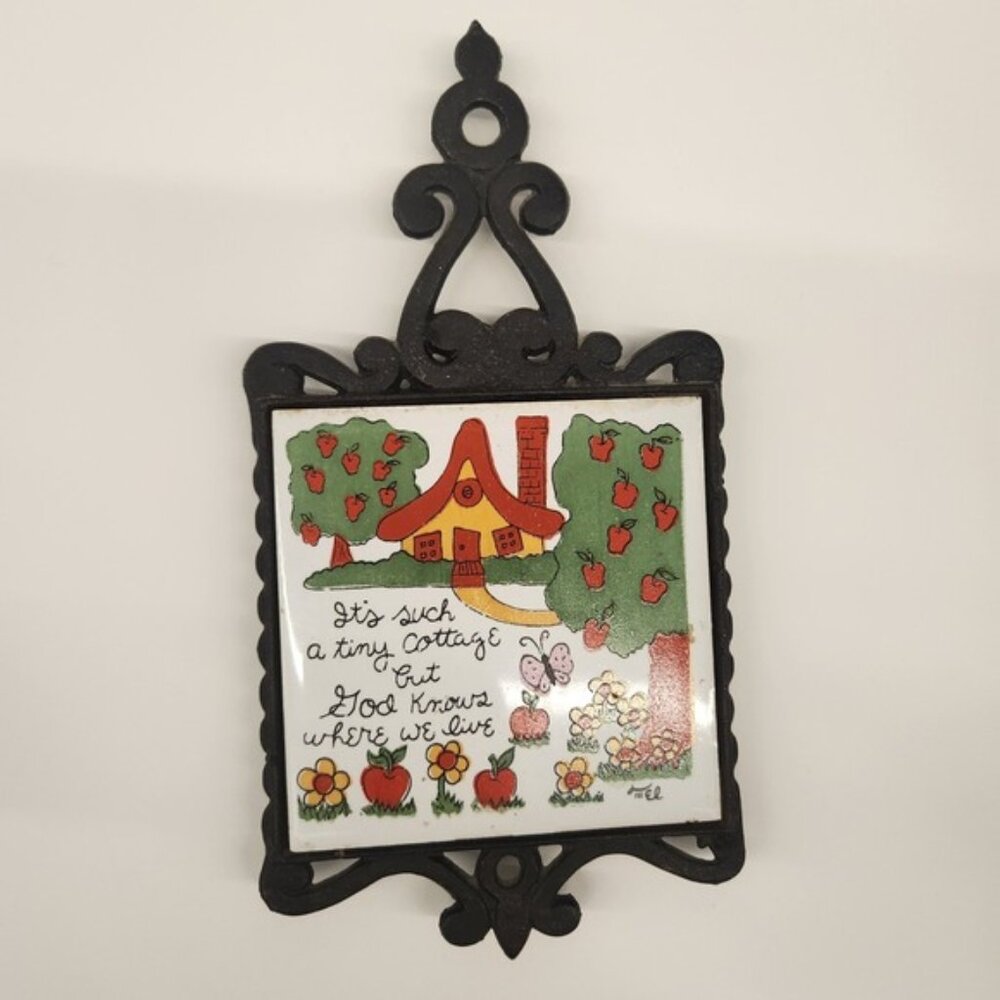 Vintage 70s Kitchen Wall Decor Tile Trivet It's Such A Tiny Cottage God Knows